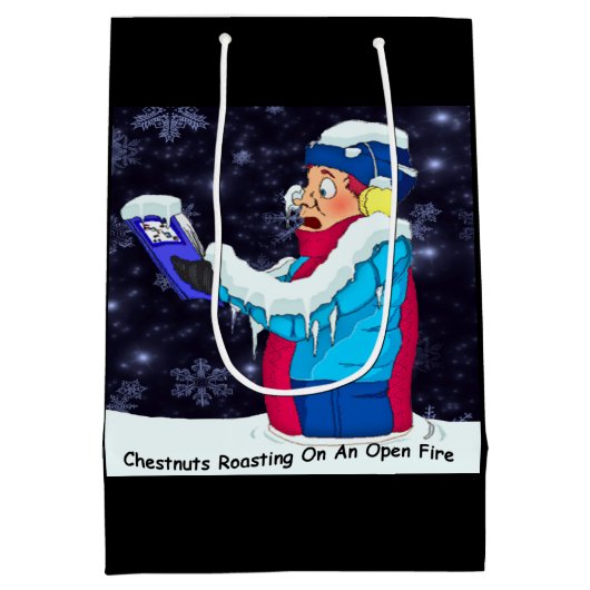 Kold KerstCaroler Medium Gift Bag Medium Cadeauzakje (Achterkant)