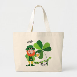 Kolder Kabouter Klaver St. Patrick's Dag Grote Tote Bag