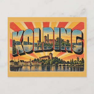 Kolding Kasteel Fjord Vintage Reis Kunst Briefkaart