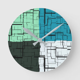 Kolen wit Blauwgroen groen Aqua Blue Modern Patroo Ronde Klok