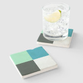 Kolen wit Blauwgroen groen Aqua Blue Modern Patroo Stenen Onderzetter (Zijkant)