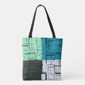 Kolen wit Blauwgroen groen Aqua Blue Modern Patroo Tote Bag (Achterkant)