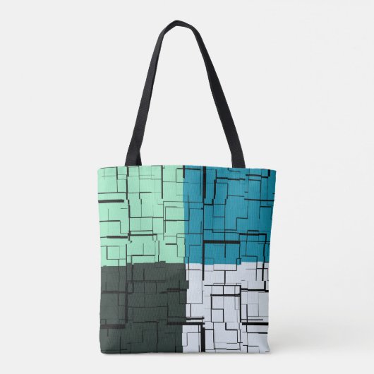 Kolen wit Blauwgroen groen Aqua Blue Modern Patroo Tote Bag (Achterkant)