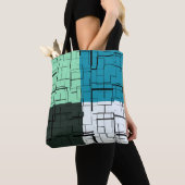 Kolen wit Blauwgroen groen Aqua Blue Modern Patroo Tote Bag (Dichtbij)