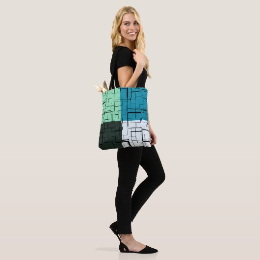 Kolen wit Blauwgroen groen Aqua Blue Modern Patroo Tote Bag (Op model)