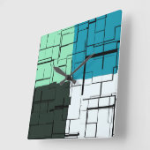 Kolen wit Blauwgroen groen Aqua Blue Modern Patroo Vierkante Klok (Hoek)