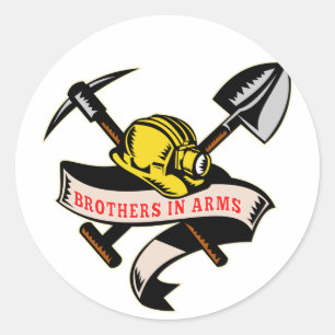 kolenmijnwerker pet schoppen ronde sticker