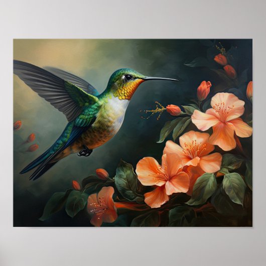 Kolerakolibri Schilderij Kunstprint Poster (Voorkant)