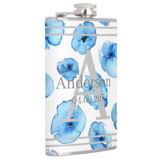 Kolf - Aangepaste blauwe papavers Heupfles (Rechts)