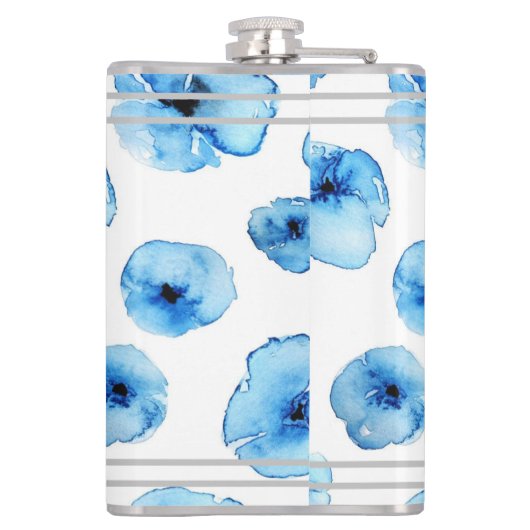 Kolf - Aangepaste blauwe papavers Heupfles (Achterkant)