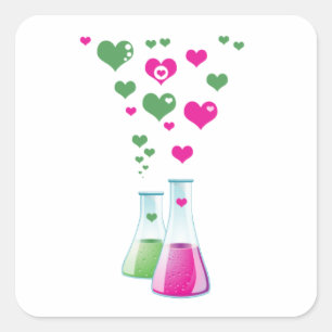 Kolf, erlenmeyer, beaker, chemie, laboratorium vierkante sticker