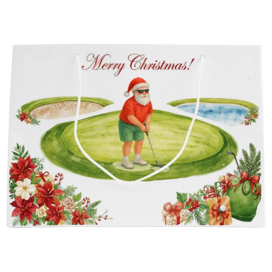 Kolf kerstthema cadeaus voor golfers groot cadeauzakje (Voorkant)