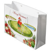 Kolf kerstthema cadeaus voor golfers groot cadeauzakje (Voorkant Gekanteld)