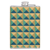 Kolf met vinylvlokken - Blauwe en beige driehoeken Heupfles (Achterkant)