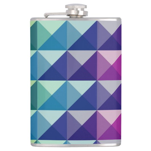 Kolf met vinylwikkel - meerkleurige driehoeken heupfles (Voorkant)