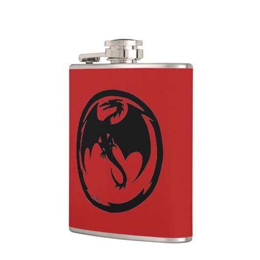 Kolf met zwarte draak Rood Heupfles (Links)