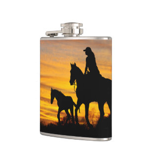 Kolf van Cowgirl Sunset Horseback Ride Drink Heupfles