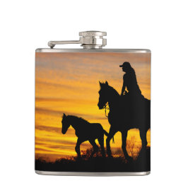 Kolf van Cowgirl Sunset Horseback Ride Drink Heupfles