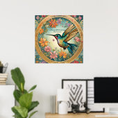 Kolibri 1,5 meter rond vloerkleed poster (Thuiskantoor)