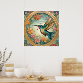 Kolibri 1,5 meter rond vloerkleed poster (Keuken)