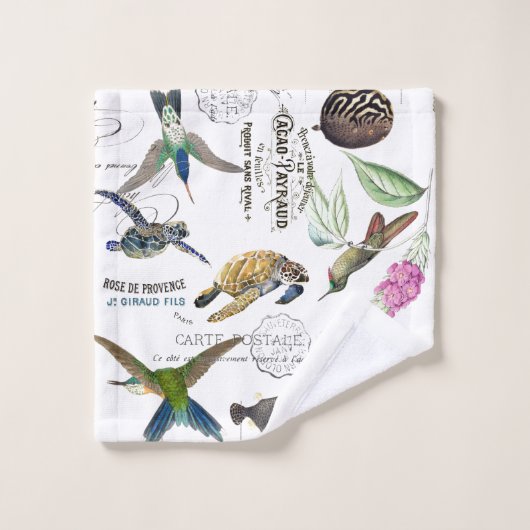 Kolibri Vogels Schildpadden Bloem Bad Handdoek Set (Wasdoekje)