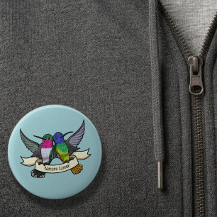Kolibrie Aangepaste Tekst Vogels Met Lint Kunst Ronde Button 5,7 Cm