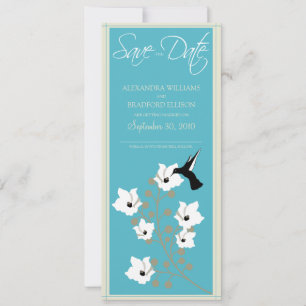 Kolibrie aankondiging Save the Date (waterblauw)