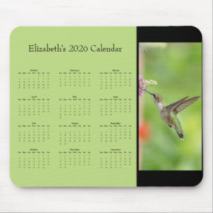 Kolibrie - Aanpasbare kalender voor heel 2026 Muismat