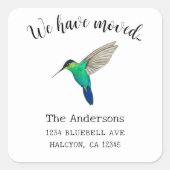 Kolibrie Adreswijziging Vierkante Sticker (Voorkant)