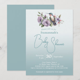 Kolibrie Aqua Ombre Baby Shower Kaart