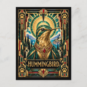 Kolibrie, Art Deco Wildlife Briefkaart