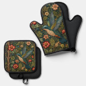  kolibrie art nouveau boho chic ovenwant & pannenlap set (Voorkant / Achterkant)