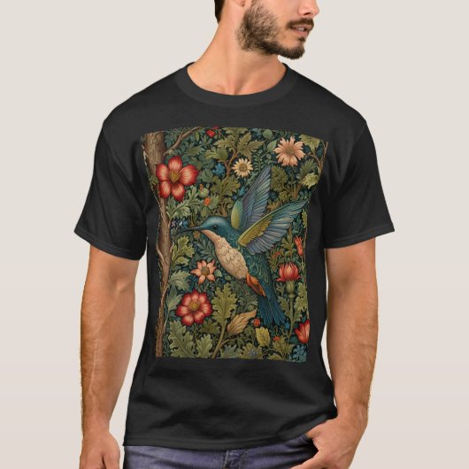  kolibrie art nouveau boho chic t-shirt (Voorkant)
