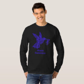 Kolibrie Ataxia Warrior met blauw lint T-shirt (Voorkant volledig)