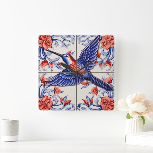  kolibrie Azulejo Vierkante Klok (Huis)