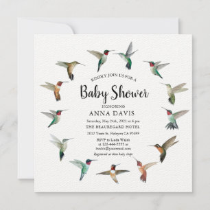 Kolibrie Baby Shower Uitnodiging