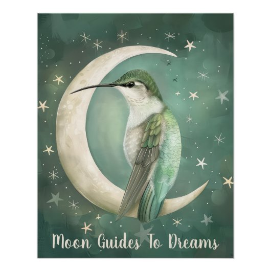 Kolibrie baby slapen op de maan perfect poster (Voorkant)