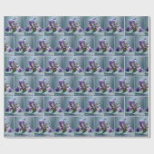 Kolibrie Baden In Een Iris Bloesem Cadeaupapier (Vlak)