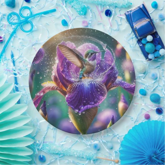 Kolibrie Baden In Een Iris Papieren Bordje (Feest)