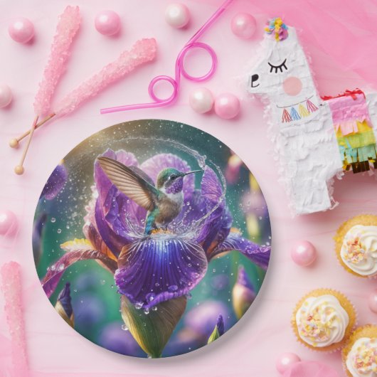 Kolibrie Baden In Een Iris Papieren Bordje (Feest)
