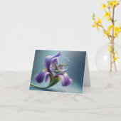 Kolibrie baden in een irisbloesem kaart (Gele Bloem)