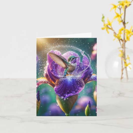 Kolibrie Baden in Iris Note Kaart (Gele Bloem)
