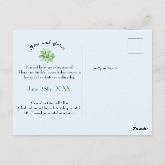 Kolibrie Bewaar onze datum Briefkaart (Achterkant)