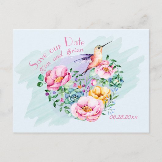 Kolibrie Bewaar onze datum Briefkaart (Voorkant)