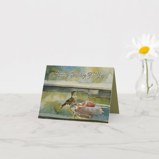 Kolibrie bij het raam gevouwen Wenskaart Kaart (Kleine Plant)