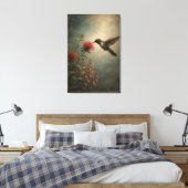 Kolibrie Bloei | Vogelfloraal Print | Opgespannen (Insitu (Slaapkamer))