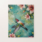 Kolibrie & Bloeiende Bloemen Legpuzzel (Verticaal)