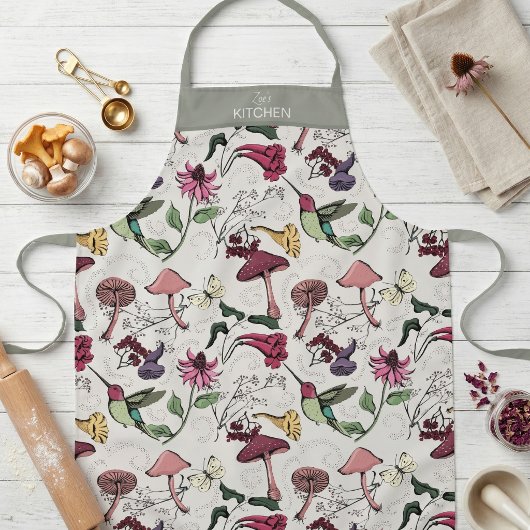 Kolibrie Bloem Botanische Vintage Schort