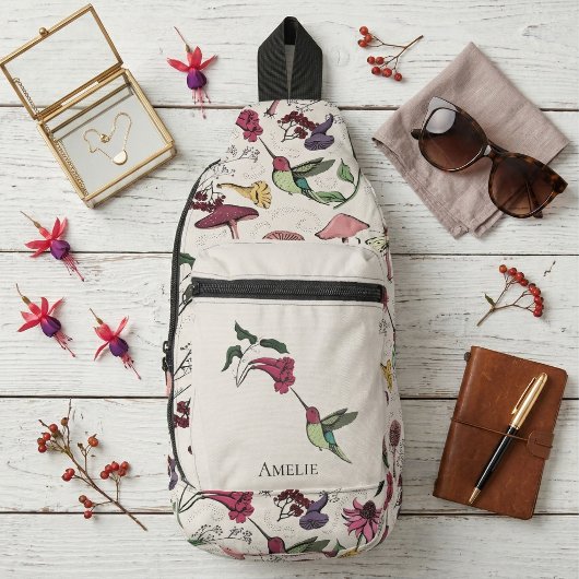 Kolibrie Bloem Naam Beige Modern Sling Bag