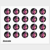 Kolibrie Bloem Roze Lint Borstkanker Aware Ronde Sticker (Vel)